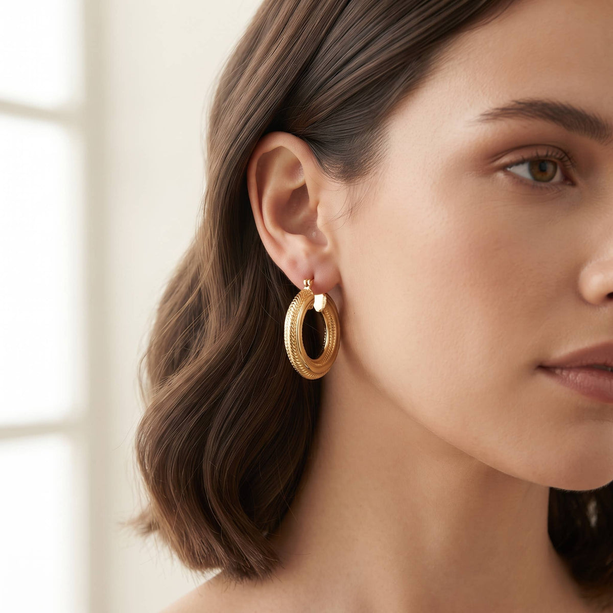 Geometric Spiral Grid Hoop Earrings