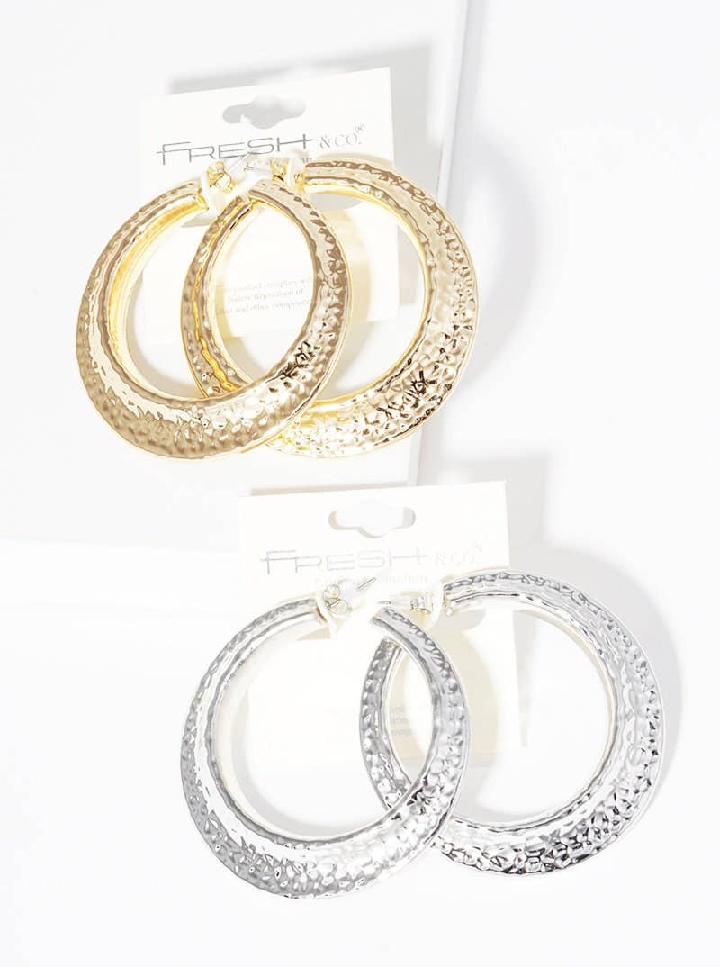 Gold Plated Chunky Snake Skin Hoop Earrings