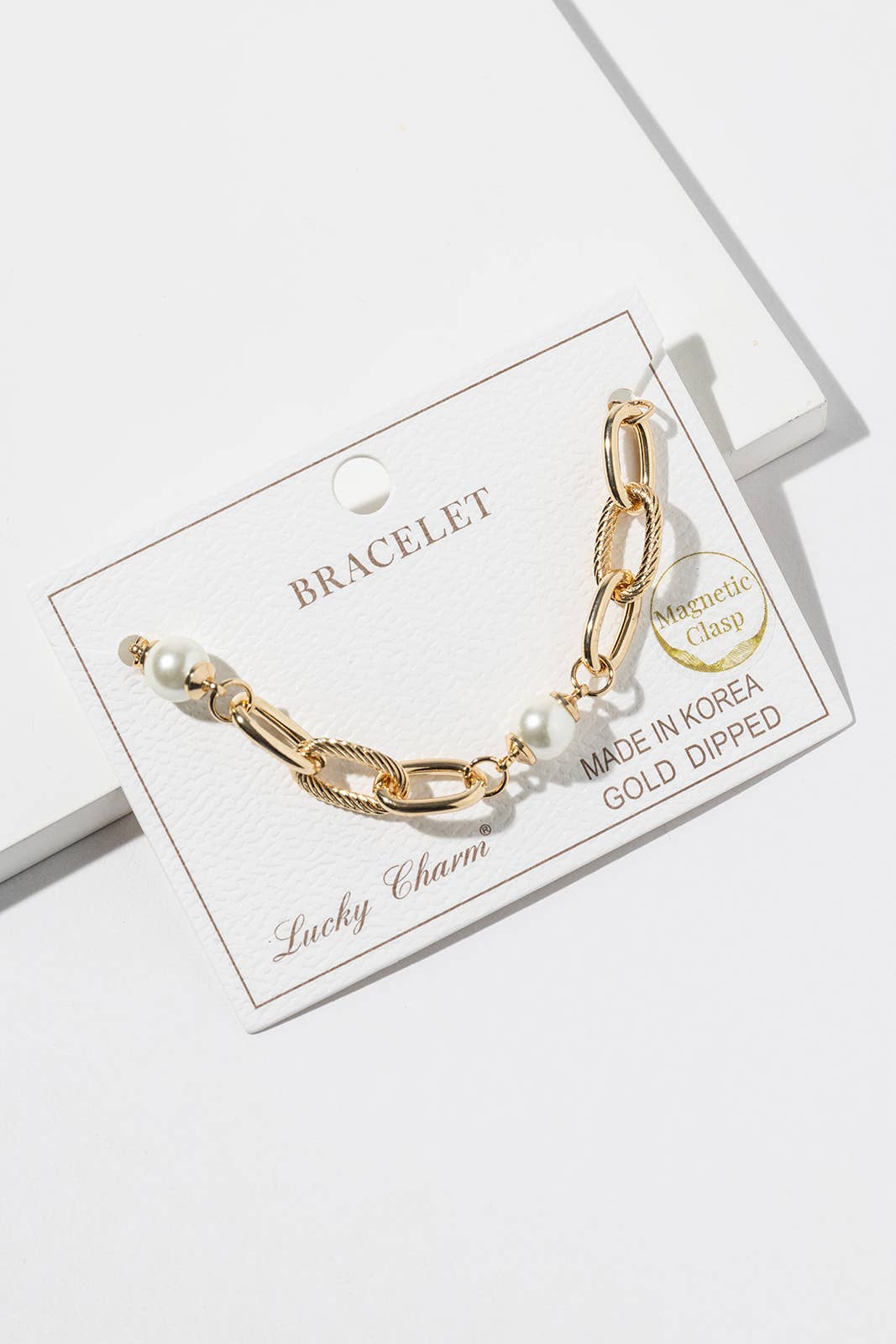 Pearl & Mixed-Link Chain Bracelet with Magnetic Clasp