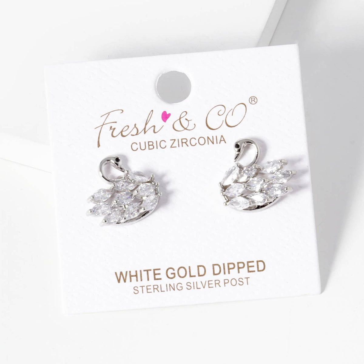 Dainty Cubic Zirconia Swan Stud Earrings