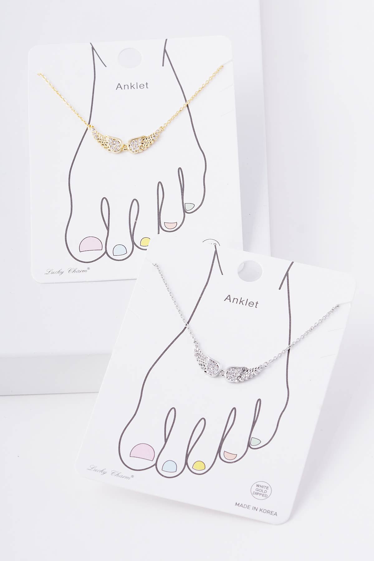 Dainty Pavé Crystal Angel Wing Anklet