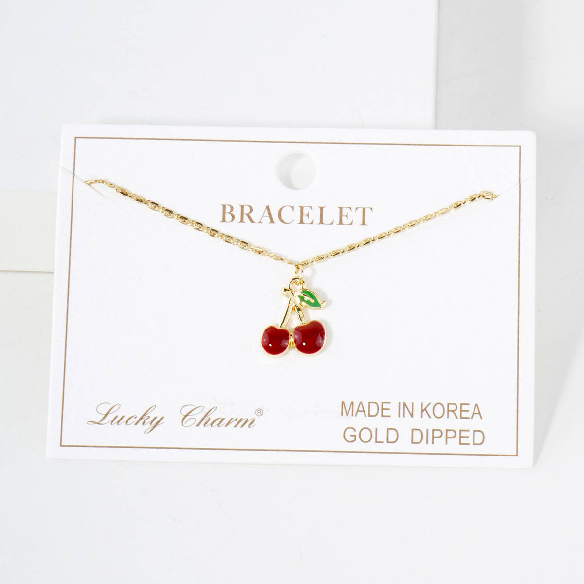Enamel Cherry Charm Bracelet.