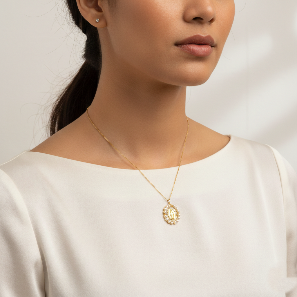 Gold Dipped Virgin Mary Miraculous Medal Necklace