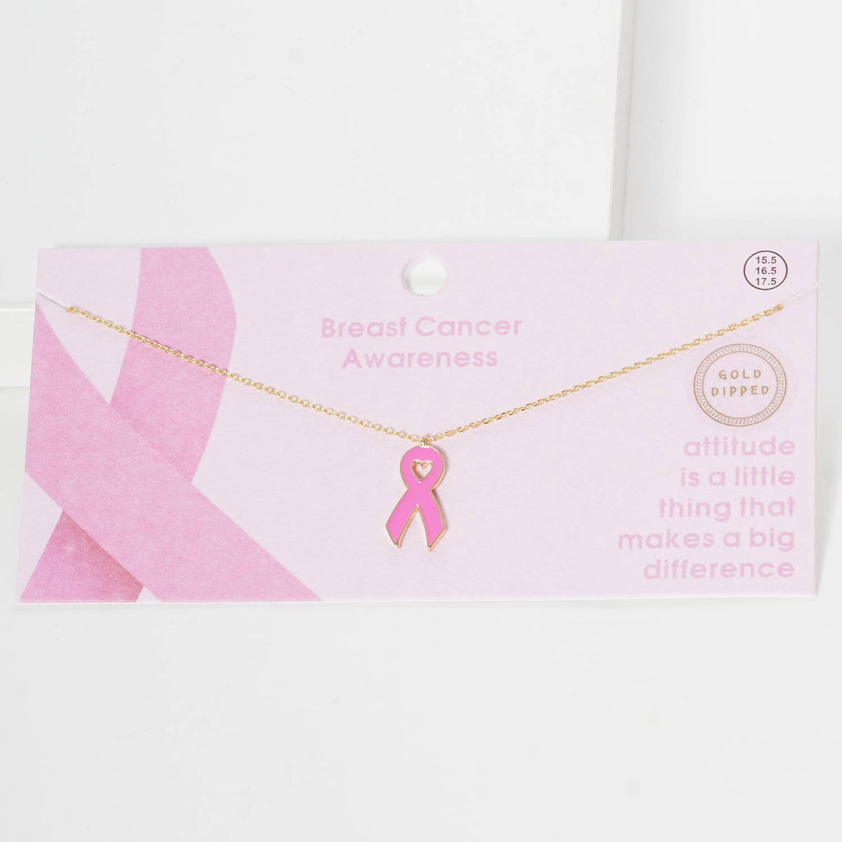 Breast Cancer Awareness Pink Ribbon Pendant Necklace