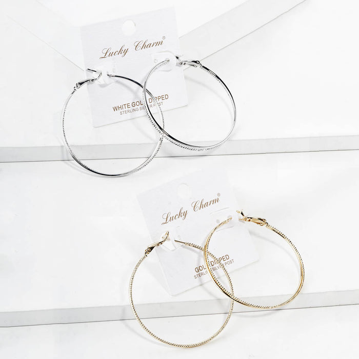 Textured Slim Hoop Earrings