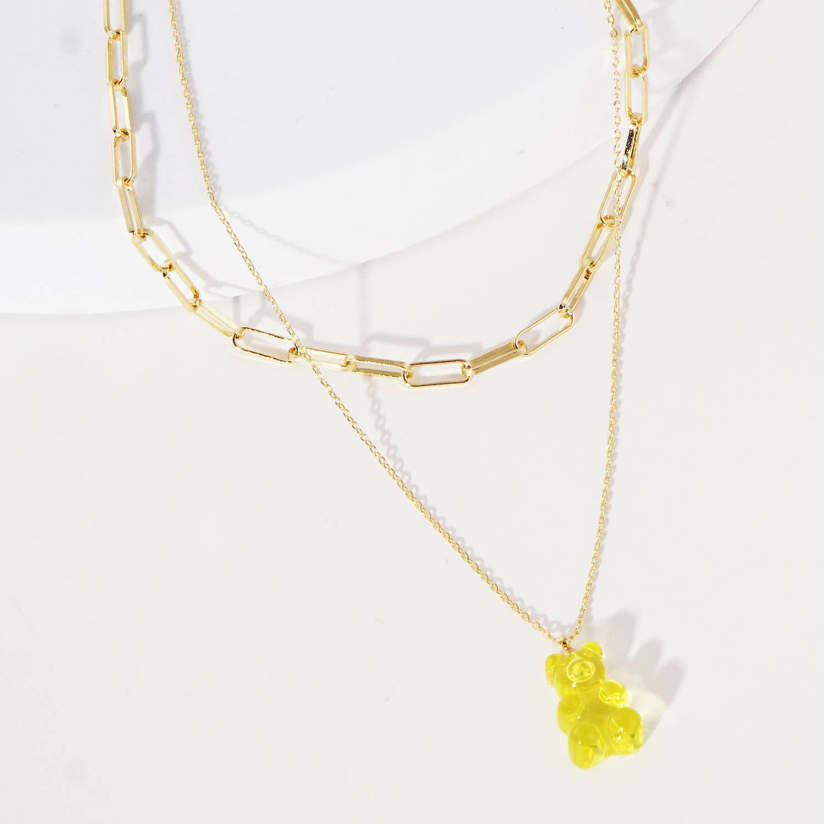 Multicolor Beaded Gummy Bear 2 Layered Necklace