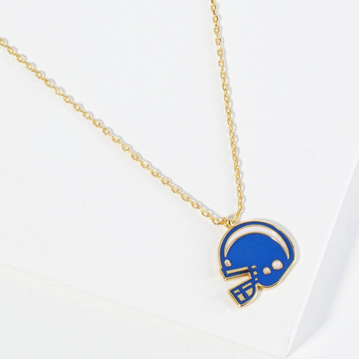 18K GOLD ENAMEL FOOTBALL HELMET PENDANT GAME DAY NECKLACE