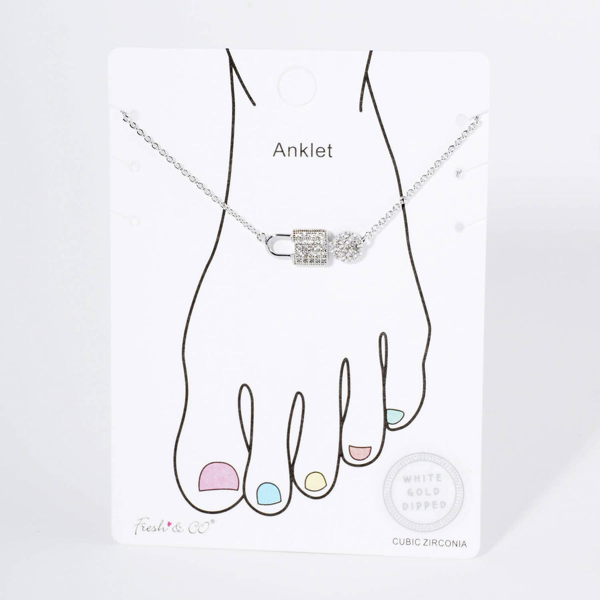 Dainty Pave Padlock & Disc Anklet