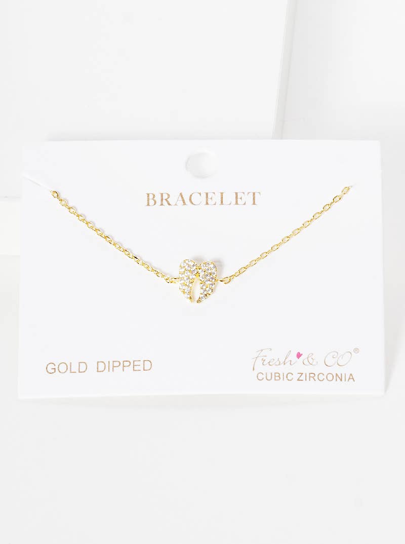Minimalist Pavé Angel Wing Charm Bracelet