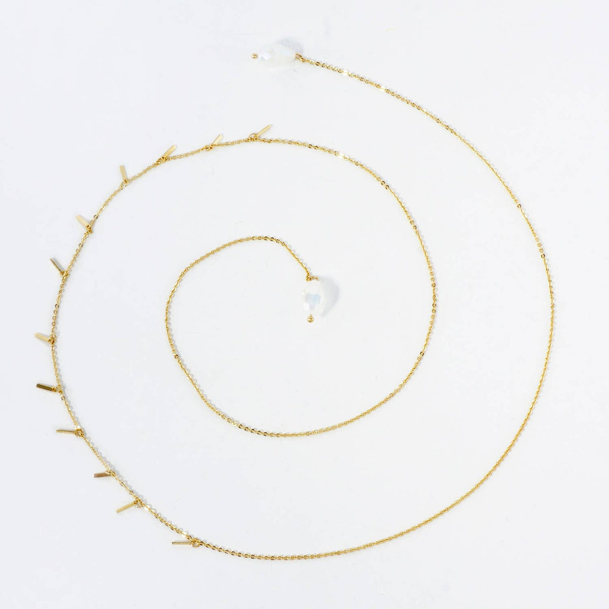 Faceted Teardrop-Shaped Glass-Beads Drop Face-Chain
