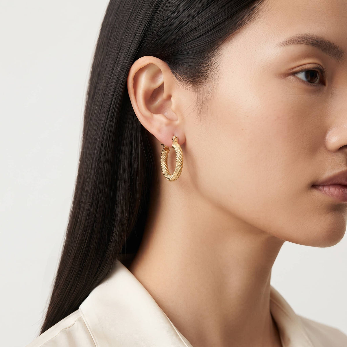 Textured Spiral Grid Hoop Earrings