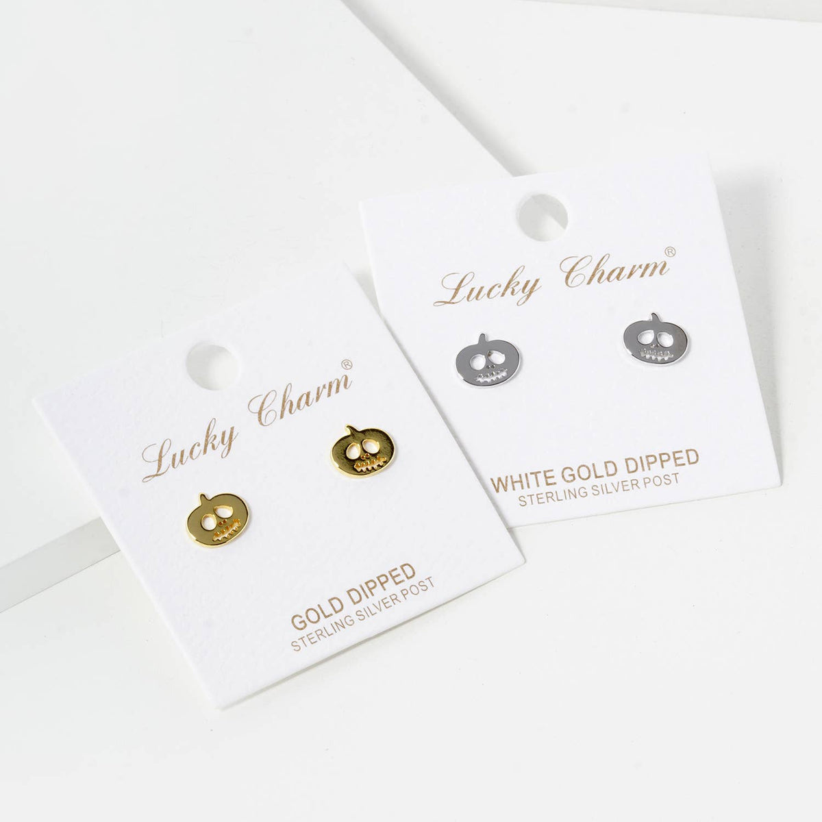 Brass Pumpkin Sterling Silver Post Halloween Stud Earrings