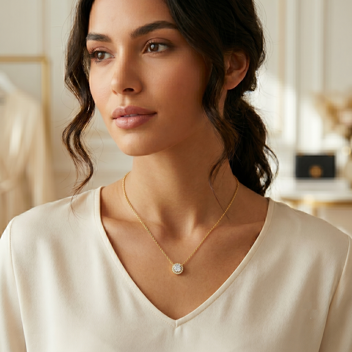 Dazzling Halo Pendant Necklace