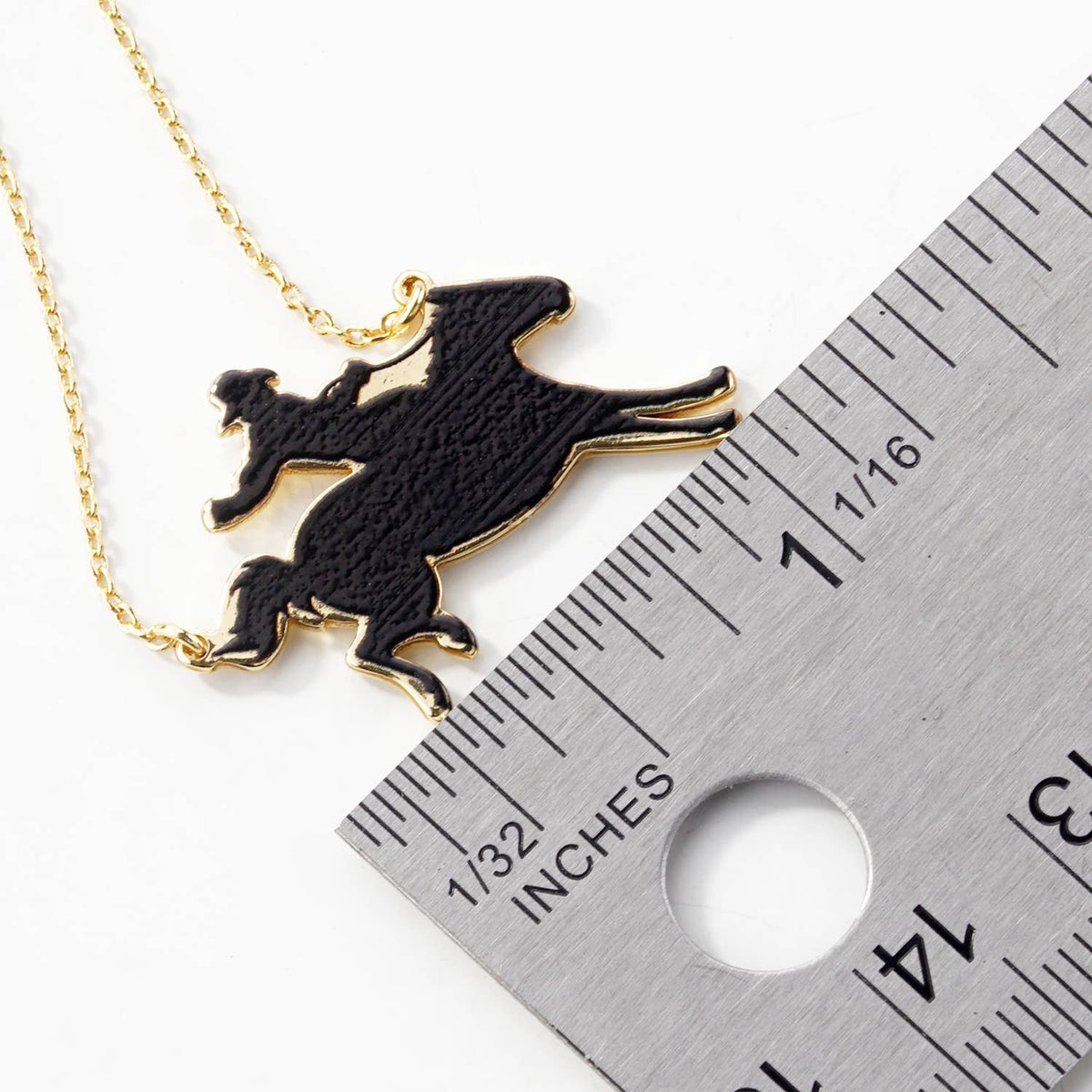 Minimalist Silhouette Cowboy & Horse Pendant Necklace