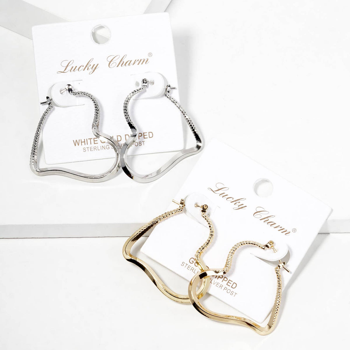Textured Open Heart Hoop Earrings