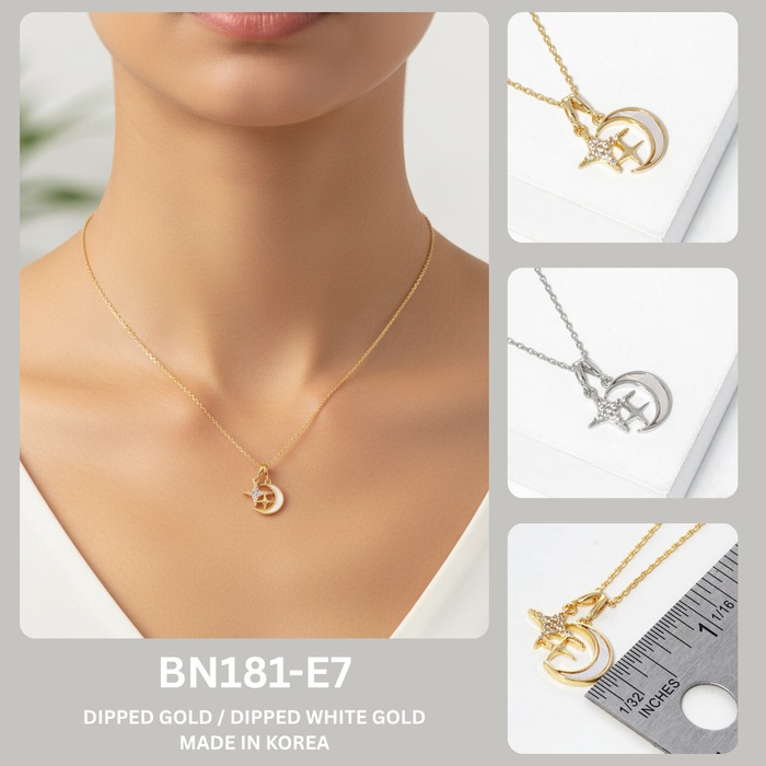 Celestial Moon and Star Charm Pendant Necklace