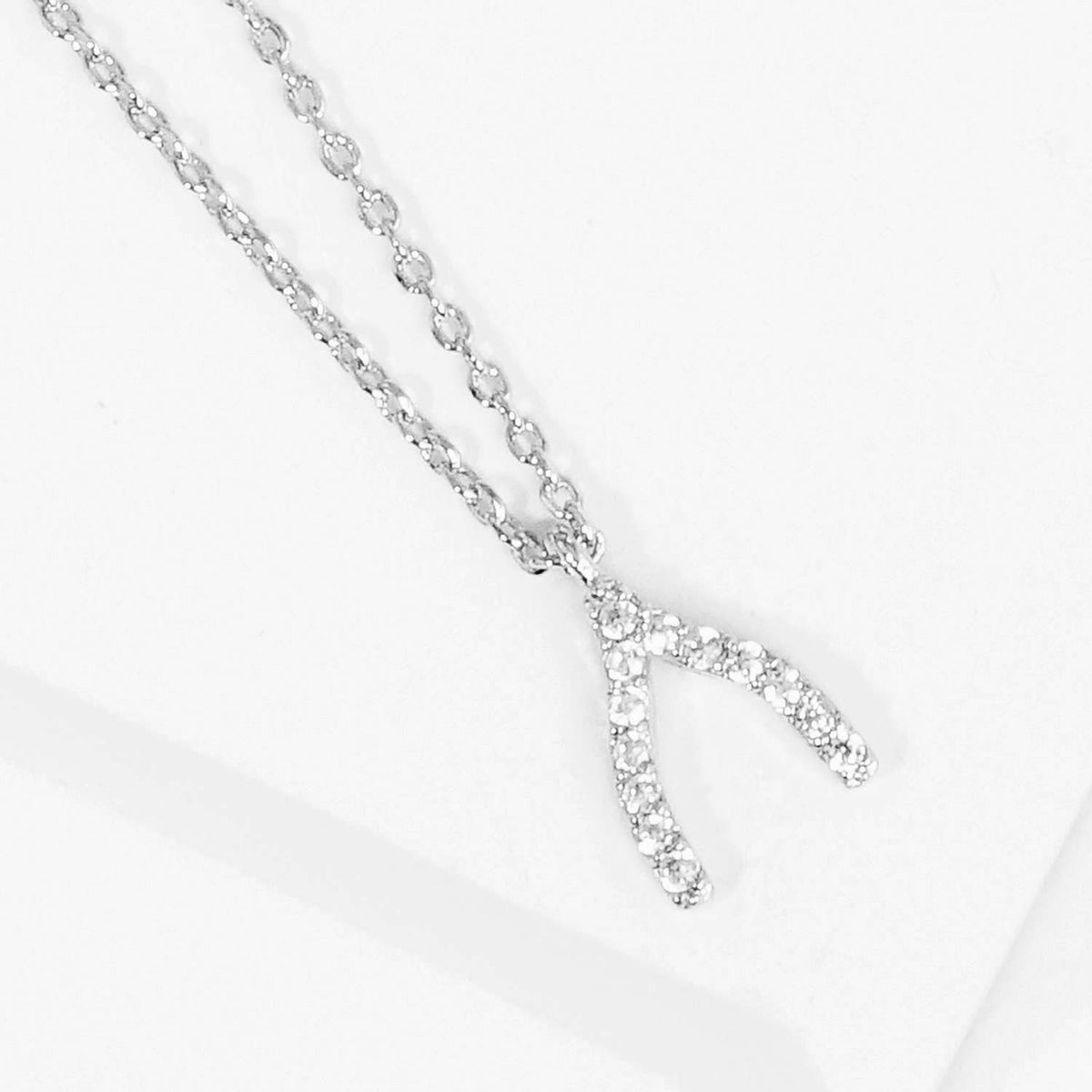 Dazzling Pave Wishbone Pendant Necklace