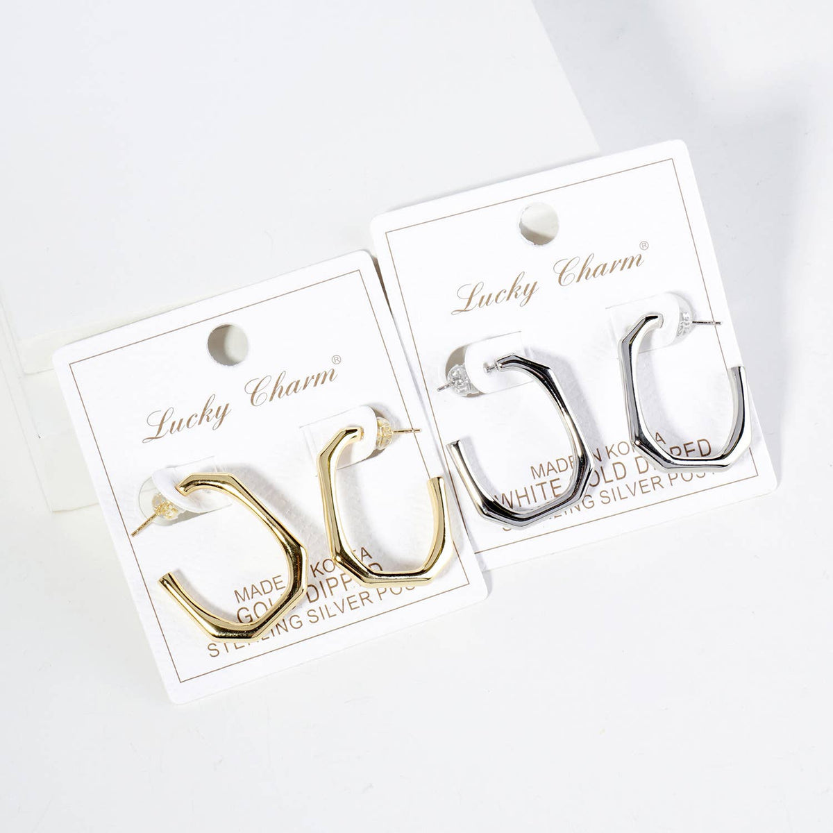 25MM OCTAGON HOOP EARRINGS / 18K GOLD DIPPED