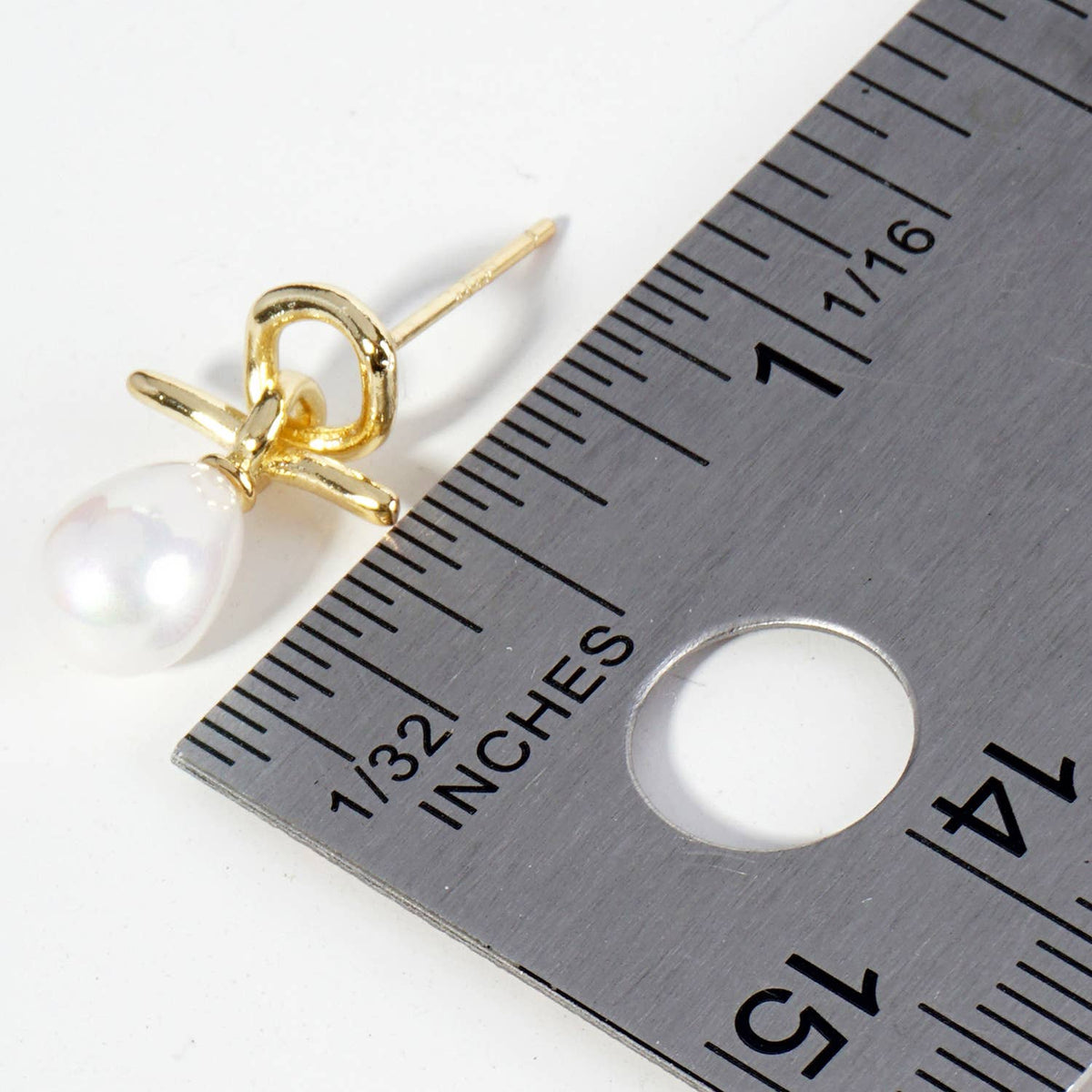 Dainty Teardrop Pearl Drop Post Earrings / 18K Gold Dipped
