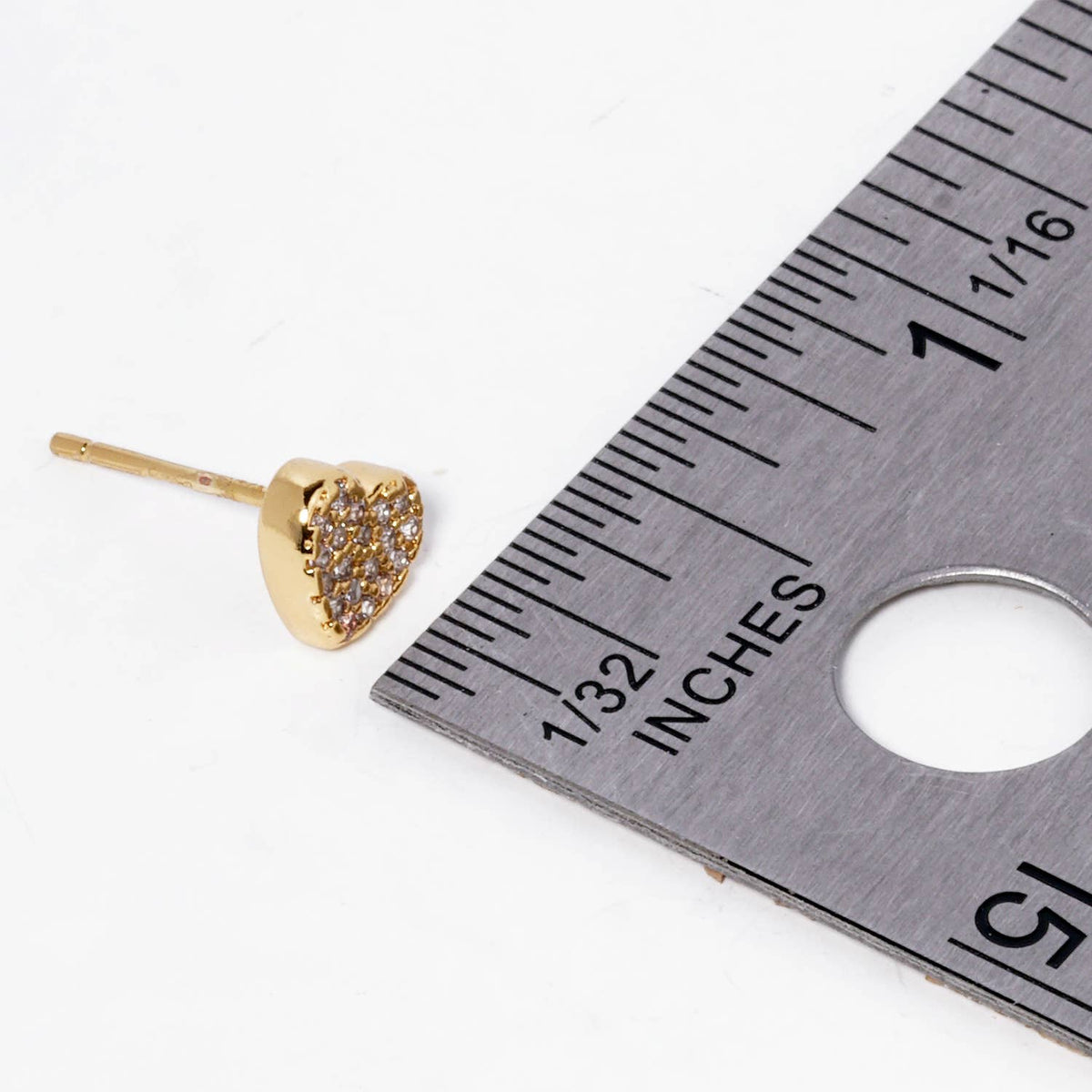 18K Gold Dipped CZ Pave 5mm Heart Post Stud Earrings
