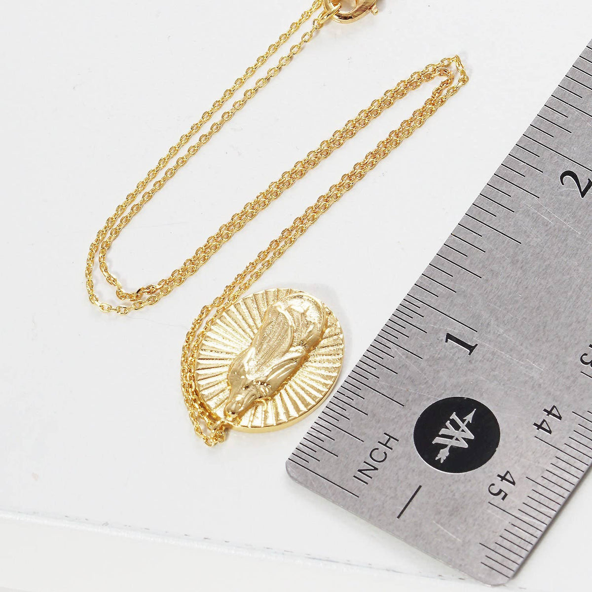 Gold Plated Virgin Mary Oval Pendant Necklace