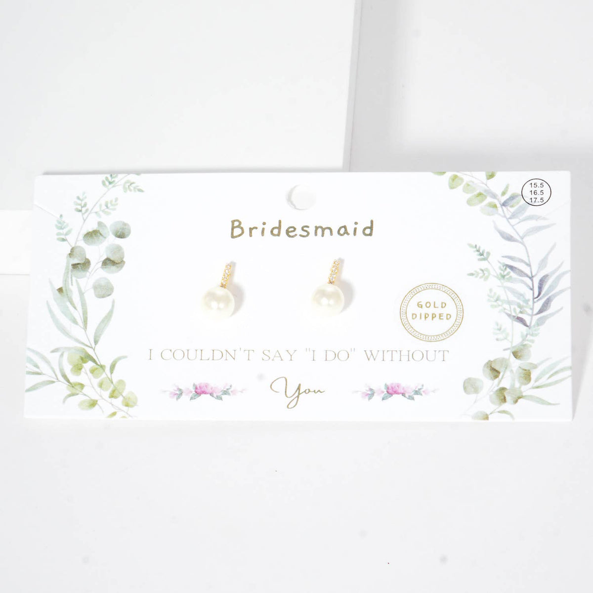Elegant Bridesmaid Pearl Drop Earrings on Message Card