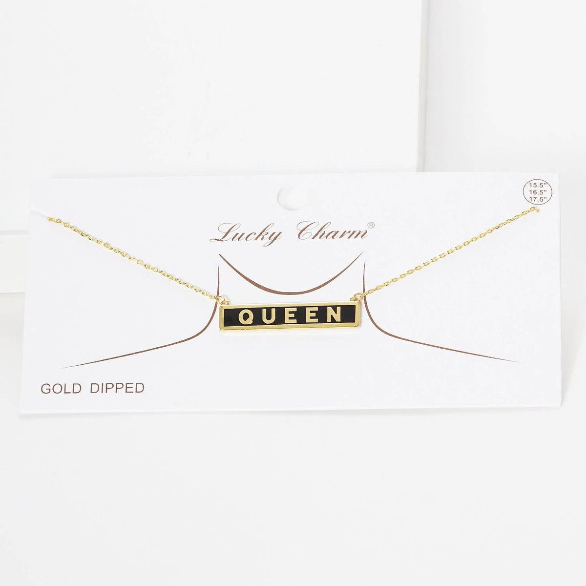 Gold Plated Mini Bar QUEEN Necklace