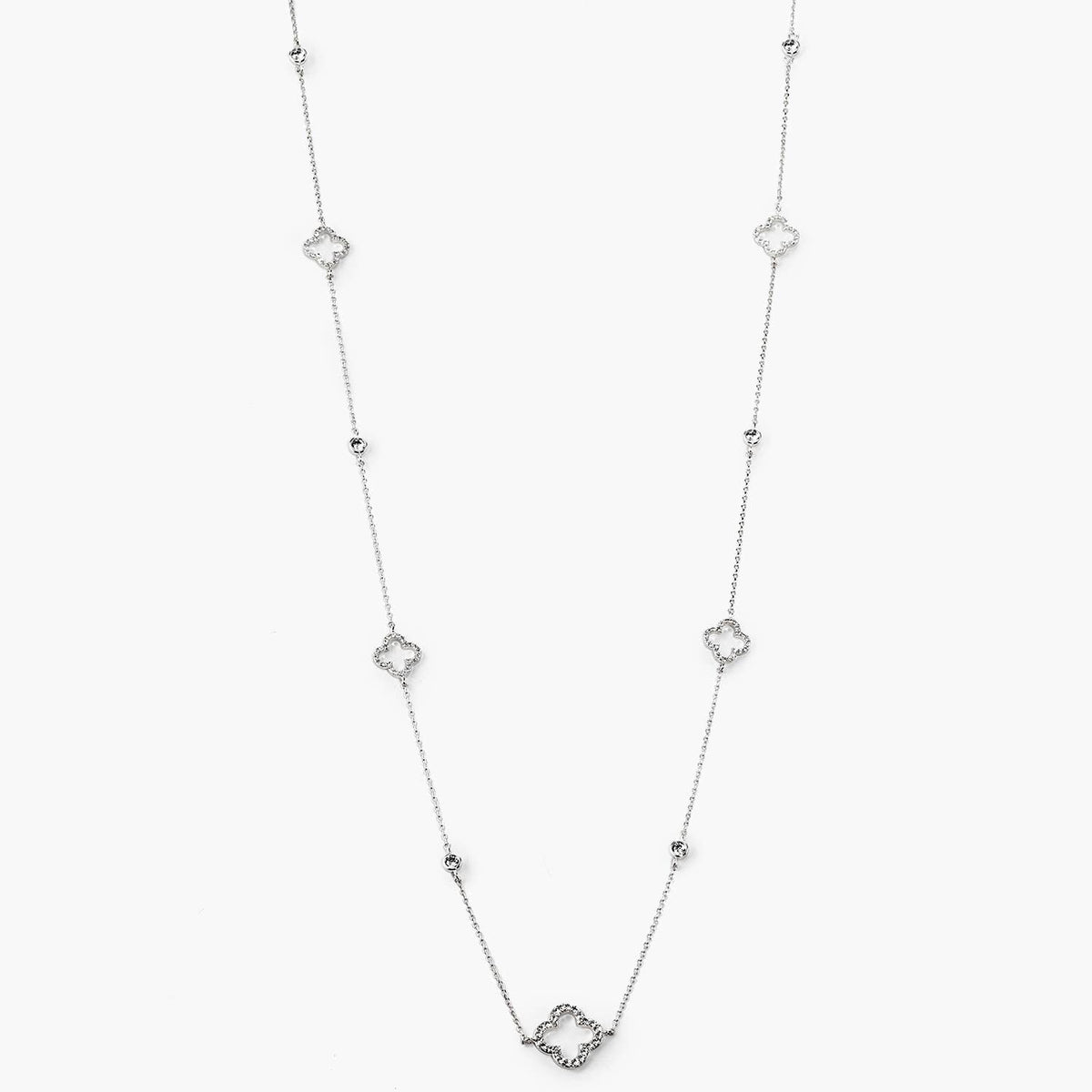 Delicate Open Clover Station Charm Necklace