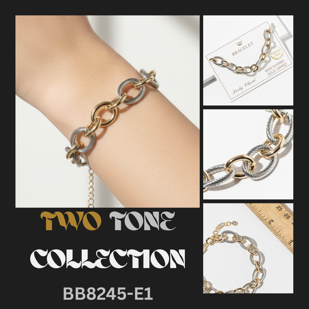 Two-Tone Twisted Link Chain Bracelet