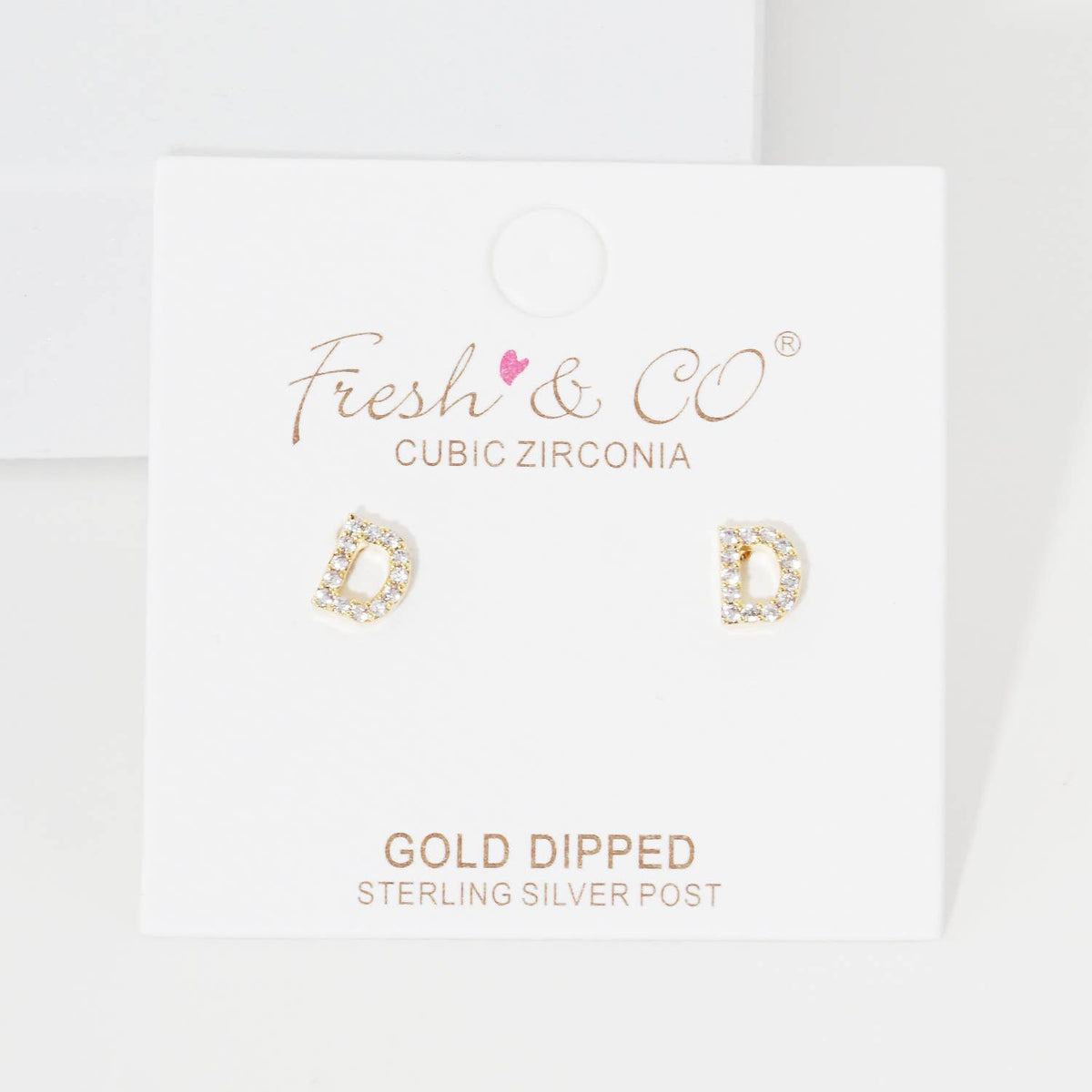 Cubic Zirconia Initial Stud Earrings.