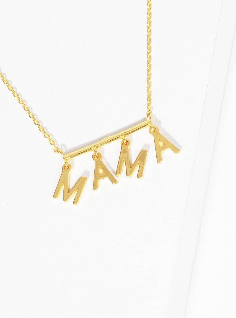Gold Plated Bar Dangling Mama Necklace
