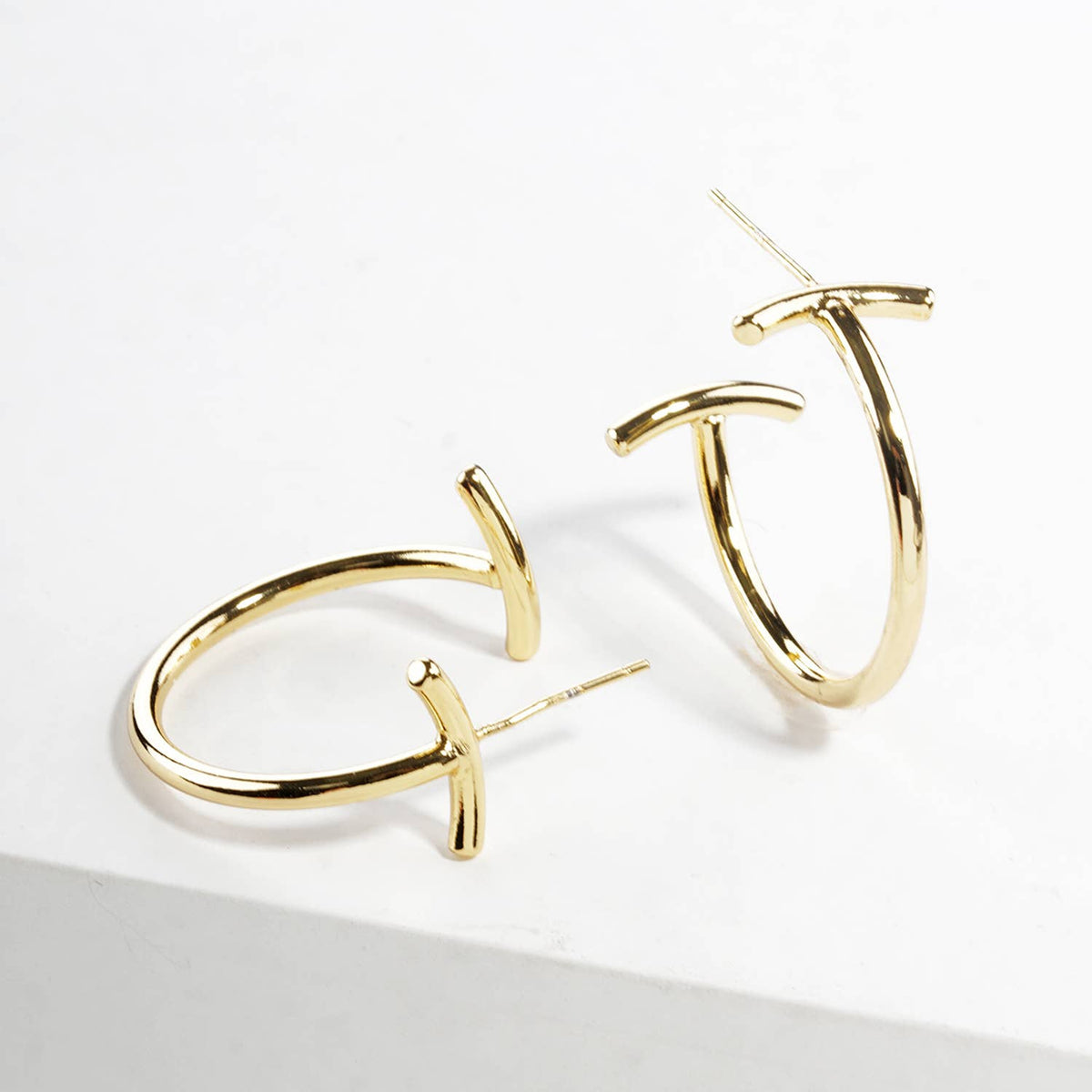 Minimalist Open Hoop Earrings with Sterling Silver Post