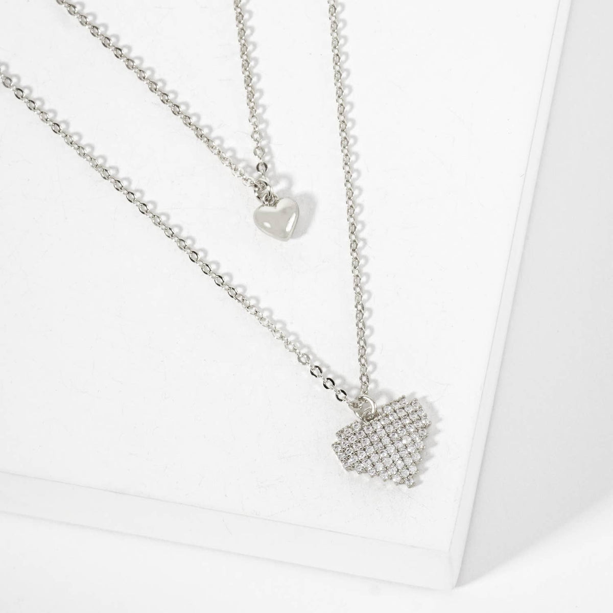 Double Heart Pendant 18K-Gold-Dipped Layered Necklace