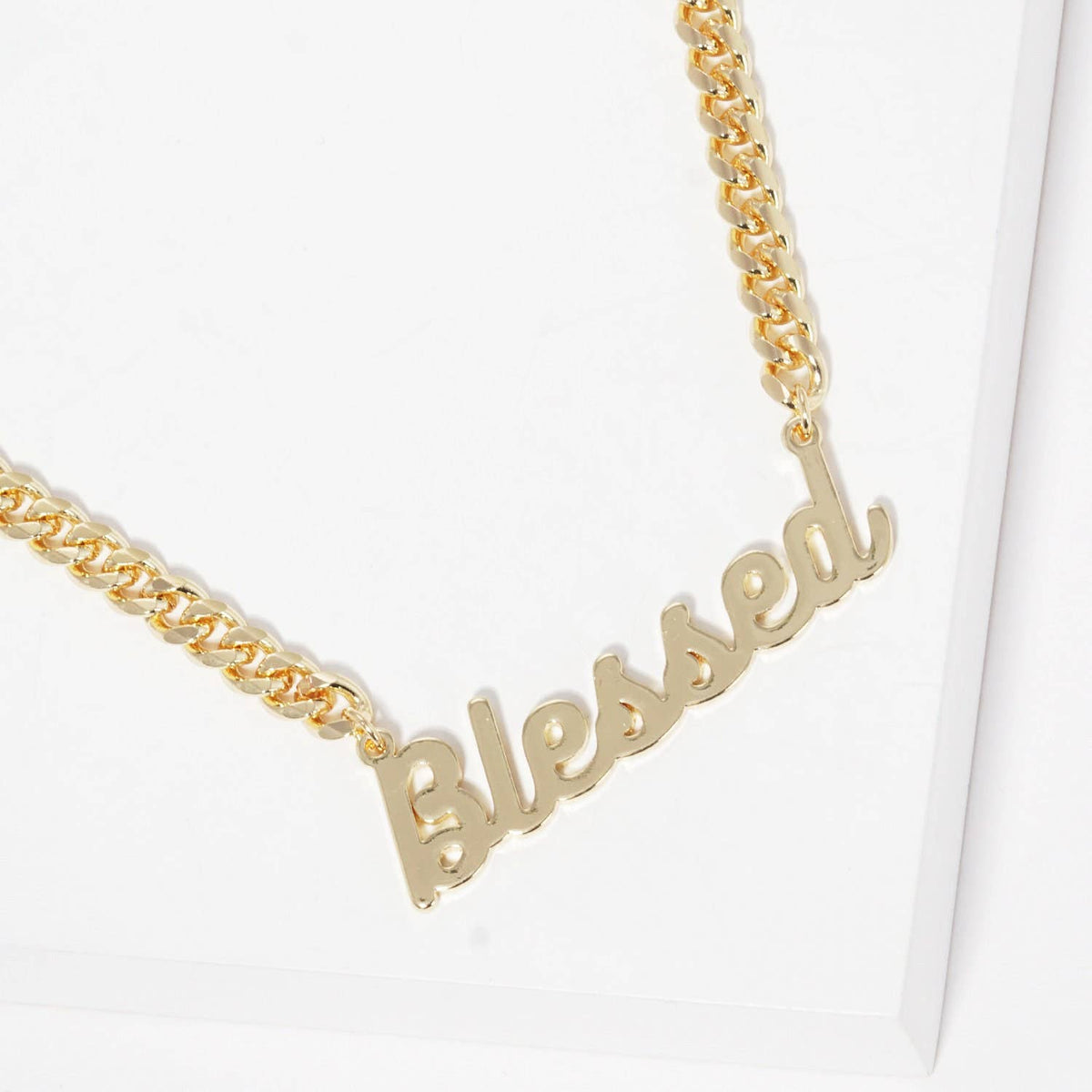 Gold Plated Cuban Link BLESSED Necklace