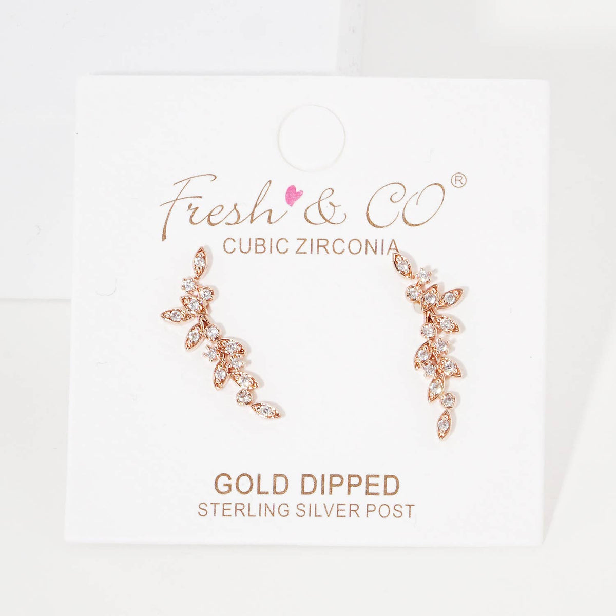 Cubic Zirconia Leaf Vine Ear Crawlers