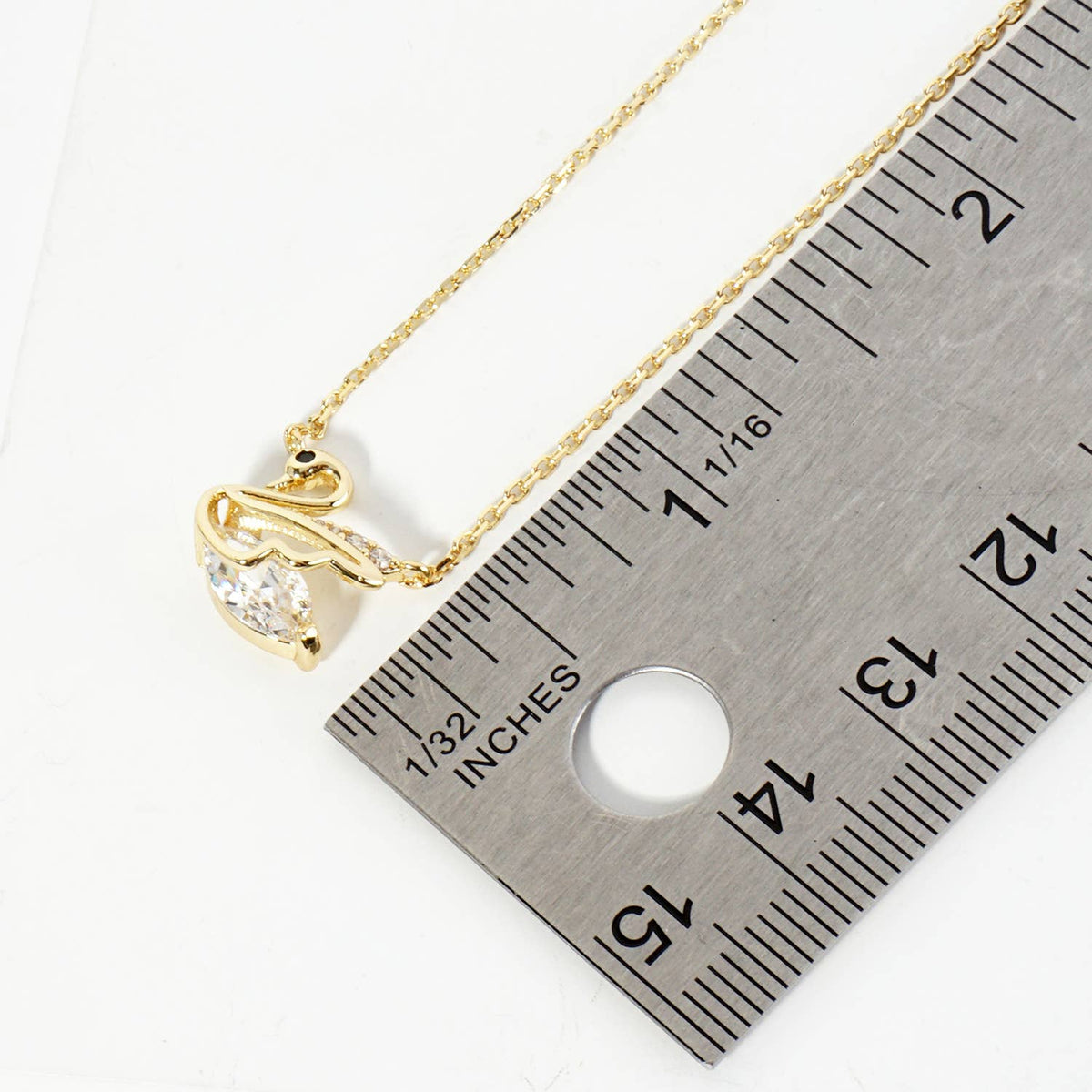 18K Gold Dipped CZ Swan Pendant Necklace
