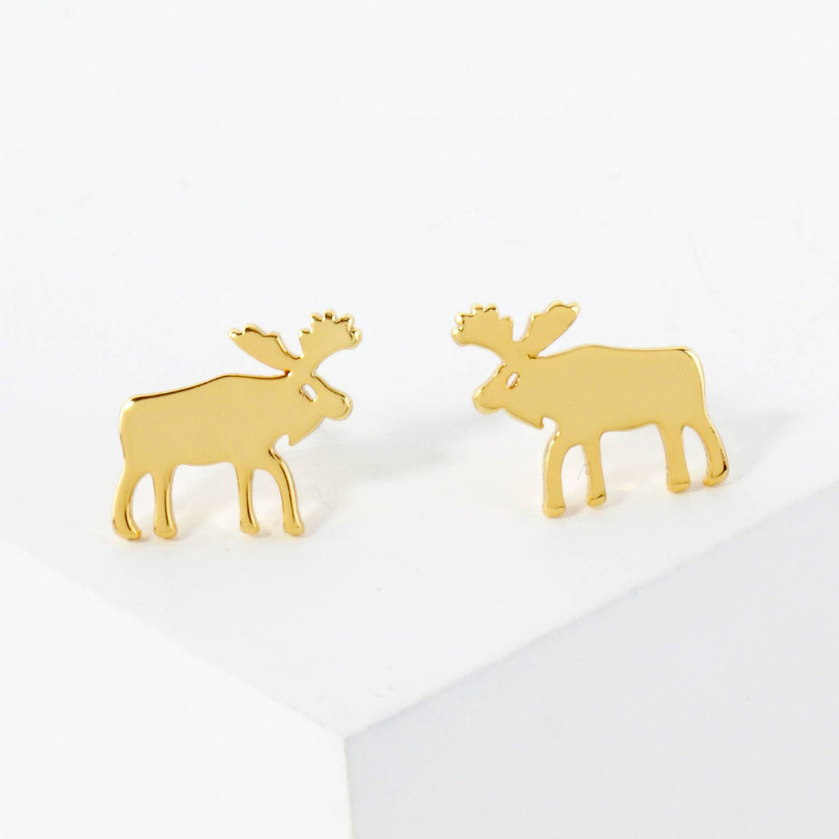 Reindeer 18K-Gold-Dipped Polished Brass Flat Stud Earrings