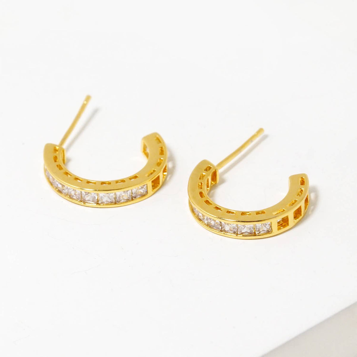 Dainty Pave Cubic Zirconia Huggie Hoops