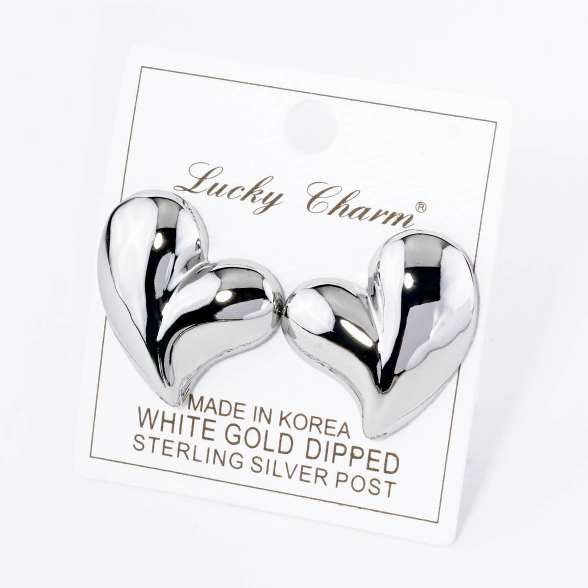 18K GOLD DIPPED CHUNKY HEART STUD EARRINGS