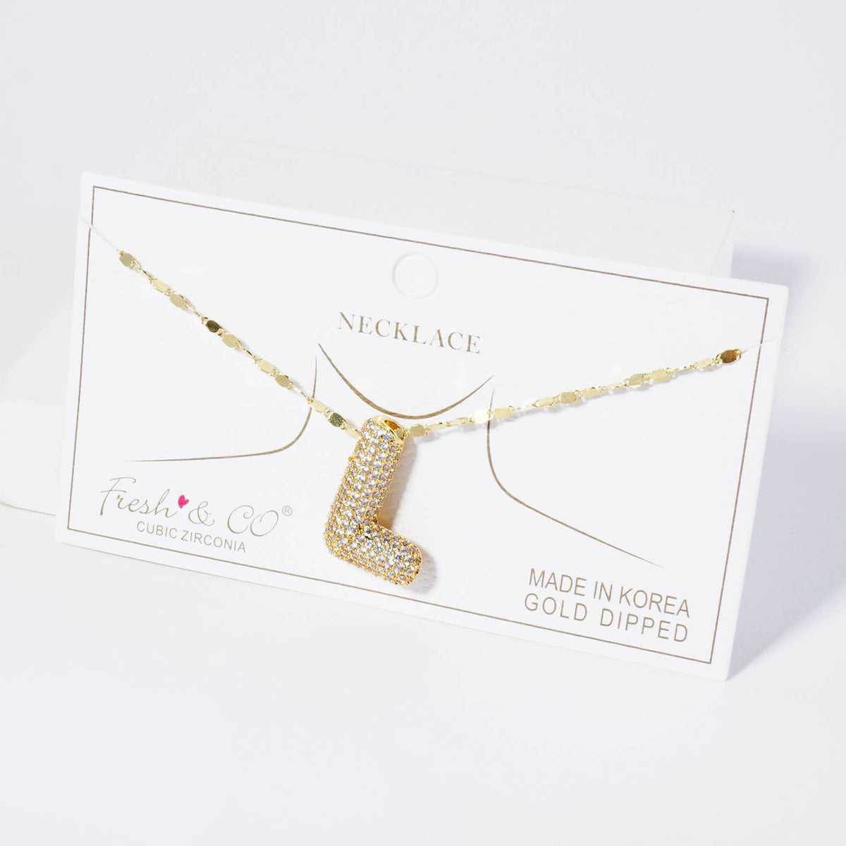 18K Gold Dipped Pave Set CZ Bubble Initial Pendant Necklace