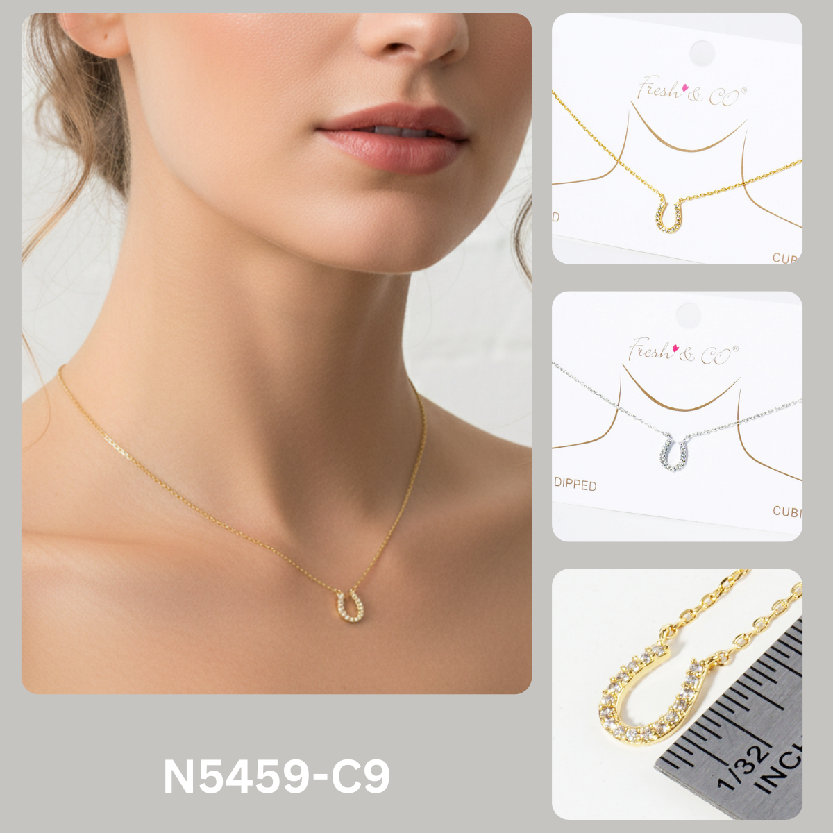 Lucky Horseshoe Pave Charm Necklace