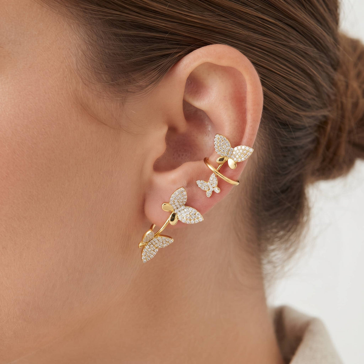 Dainty Butterfly Cubic Zirconia Crawler & Ear Cuff Set