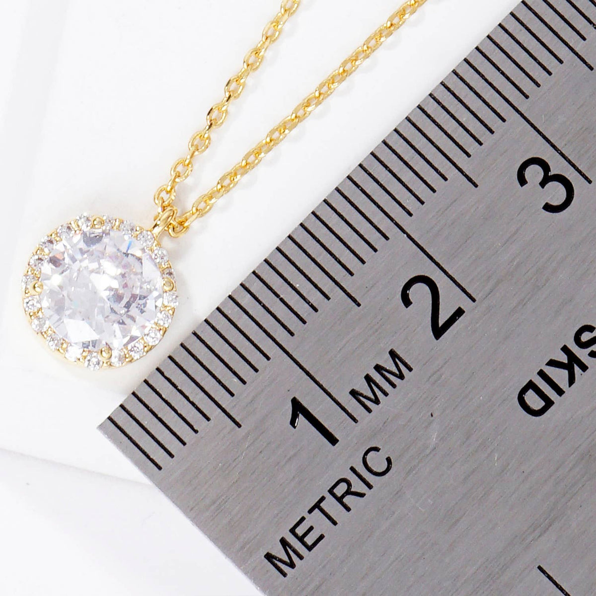 Dainty Halo CZ Solitaire Pendant Necklace