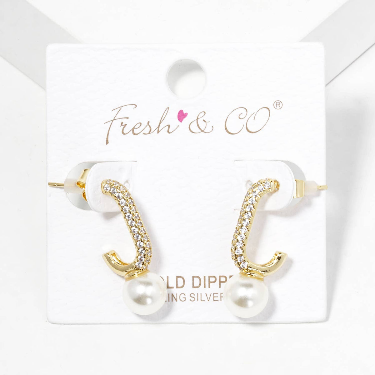 Cubic Zirconia Pave and Pearl Drop Hoop Earrings
