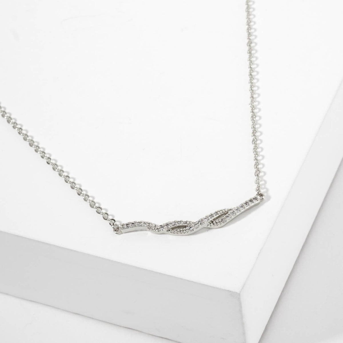 Curved Interwoven Pendant 18K-Gold-Dipped Brass Necklace