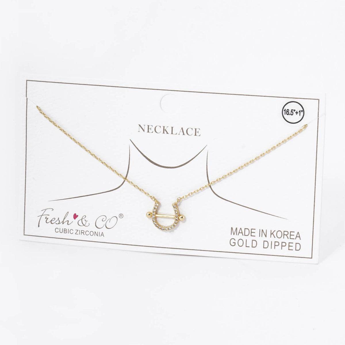 Pave Horseshoe Pendant Necklace / 18K Gold Dipped