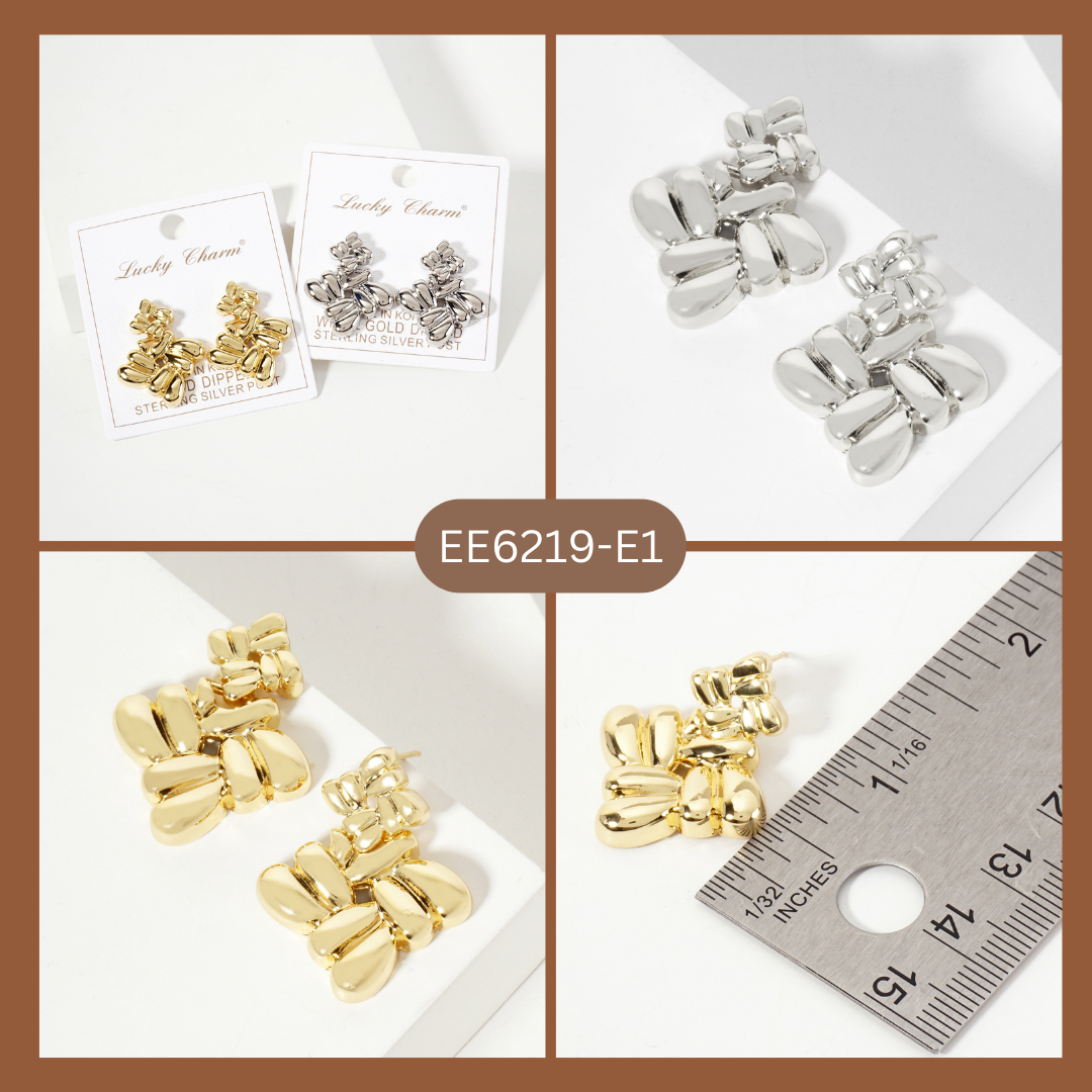 Polished Two Interconnected Diamond-Shaped Design Earrings
