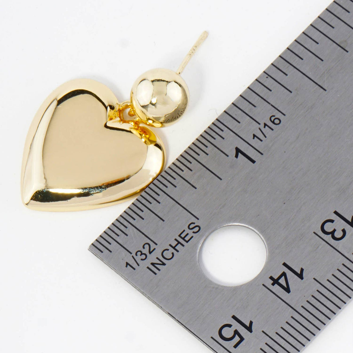 Heart Drop Dangle Post Earrings / 18K Gold Dipped