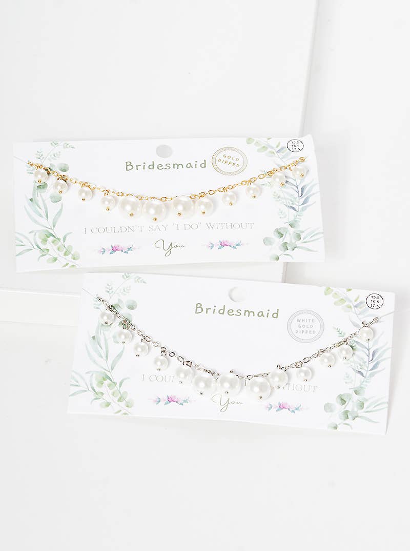 Bridesmaid Pearl Dangle Chain Necklace