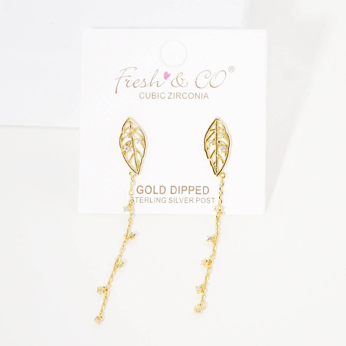 Gold Plated Leaf Drop Earrings